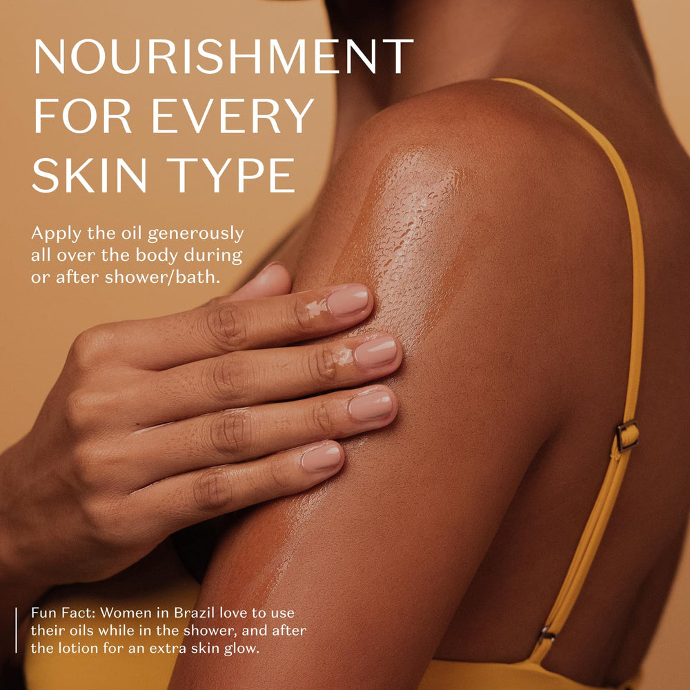 Nativa Spa Quinoa Hydrating Body Oil packaging highlights vegan, cruelty-free Brazil-made formula