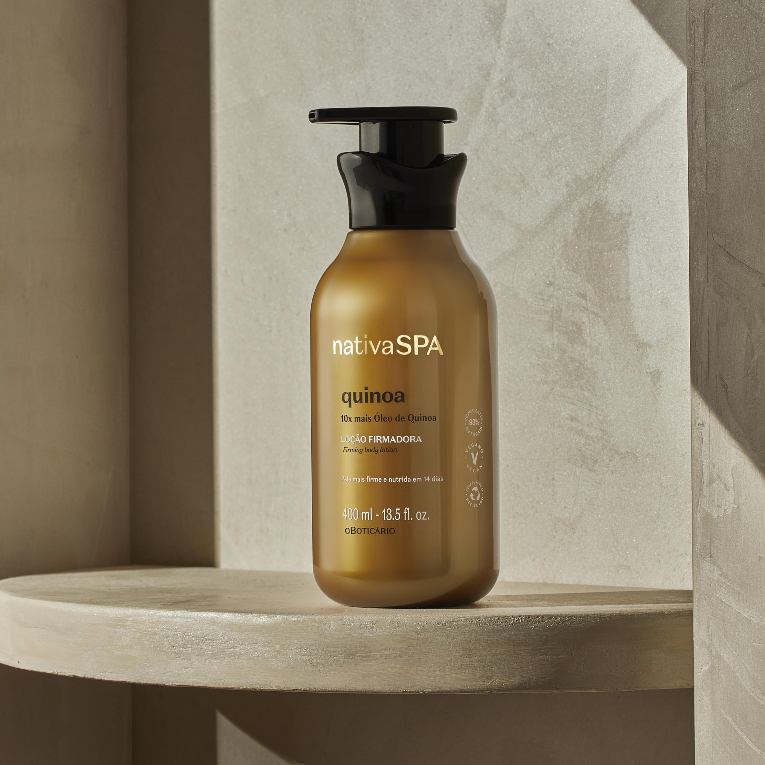 Nativa Spa quinoa lotion texture closeup highlights rich, silky feel