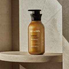 Nativa Spa quinoa lotion texture closeup highlights rich, silky feel
