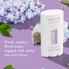 Native aluminum-free label close-up — aluminum-free formula for sensitive skin.
