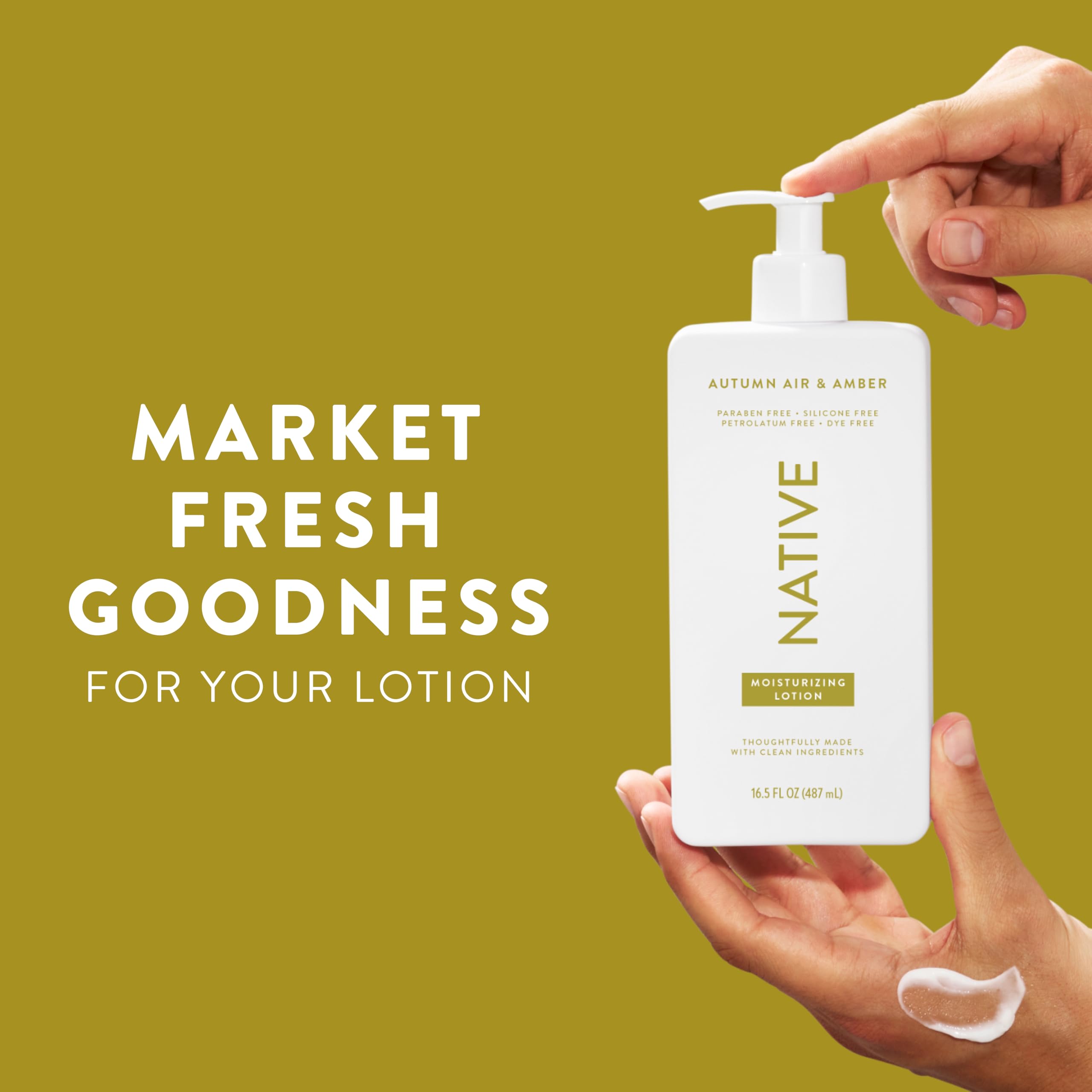 Native Body Lotion Autumn Air & Amber texture-closeup reveals creamy hydration for soft skin.
