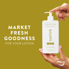 Native Body Lotion Autumn Air & Amber texture-closeup reveals creamy hydration for soft skin.