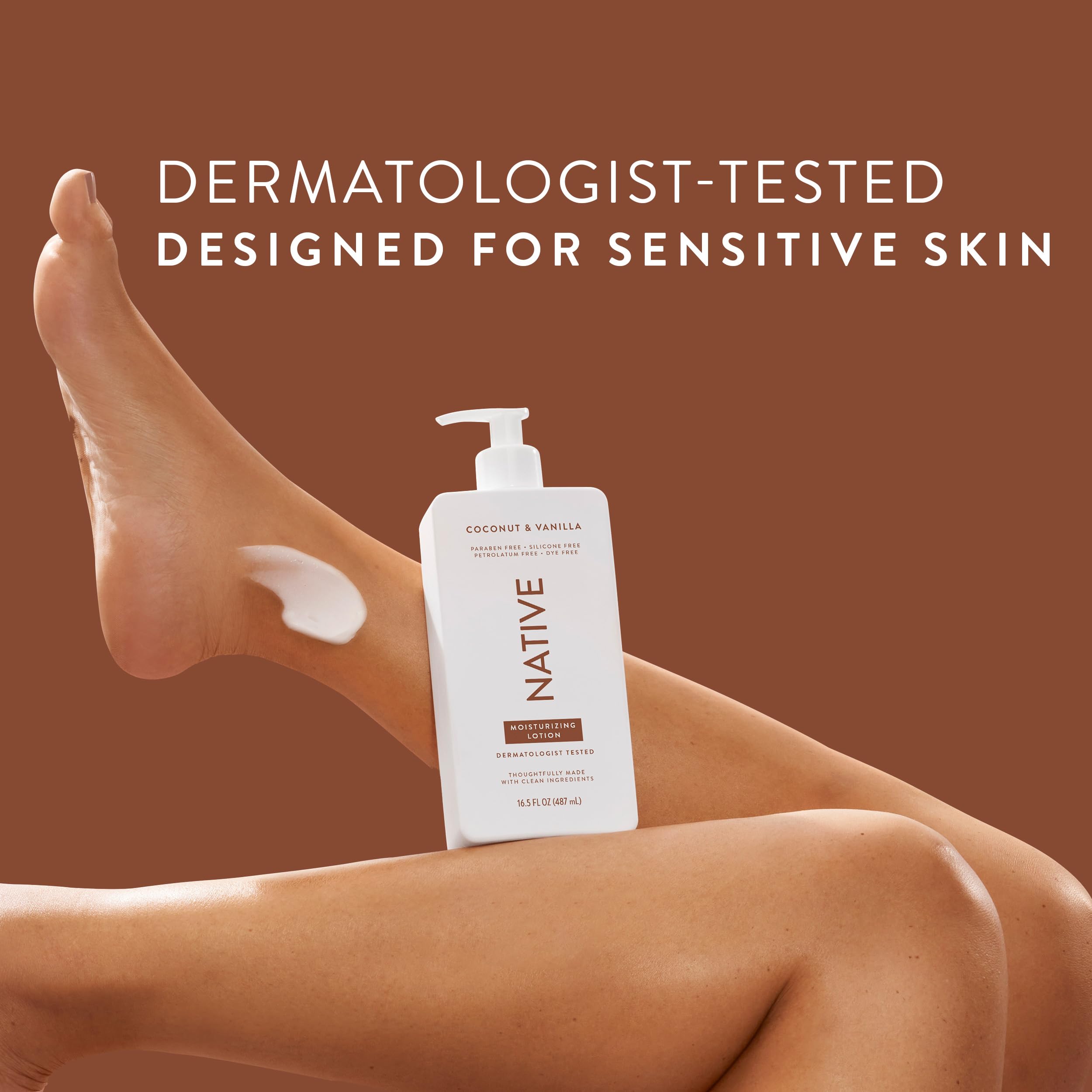 Creamy lotion texture on forearm demonstrating spreadability.