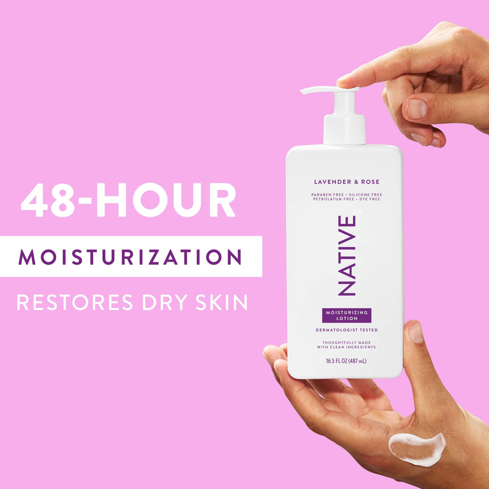 Native Body Lotion plant-based moisturizers illustrate gentle daily hydration.