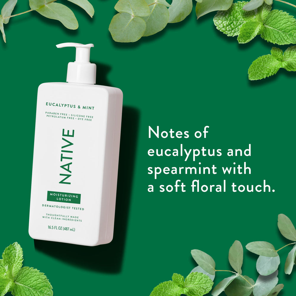 Native Body Lotion texture close-up reveals creamy, smooth feel for dry-skin comfort.