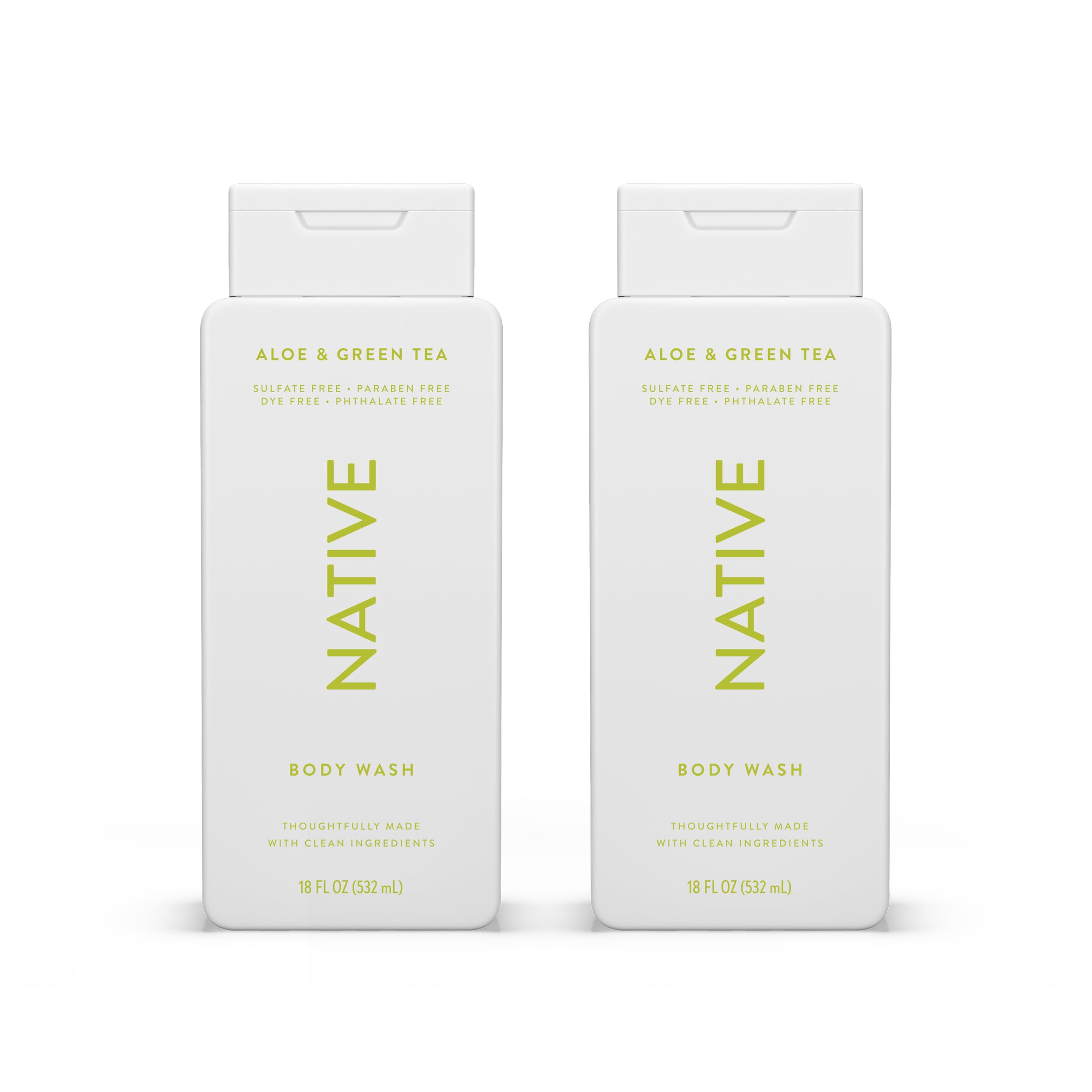 Native Body Wash bottle with pump offering easy dispensing for quick showers