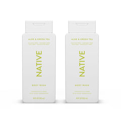 Native Body Wash bottle with pump offering easy dispensing for quick showers