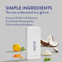 Native body wash foamy lather in hand demonstrates gentle cleansing