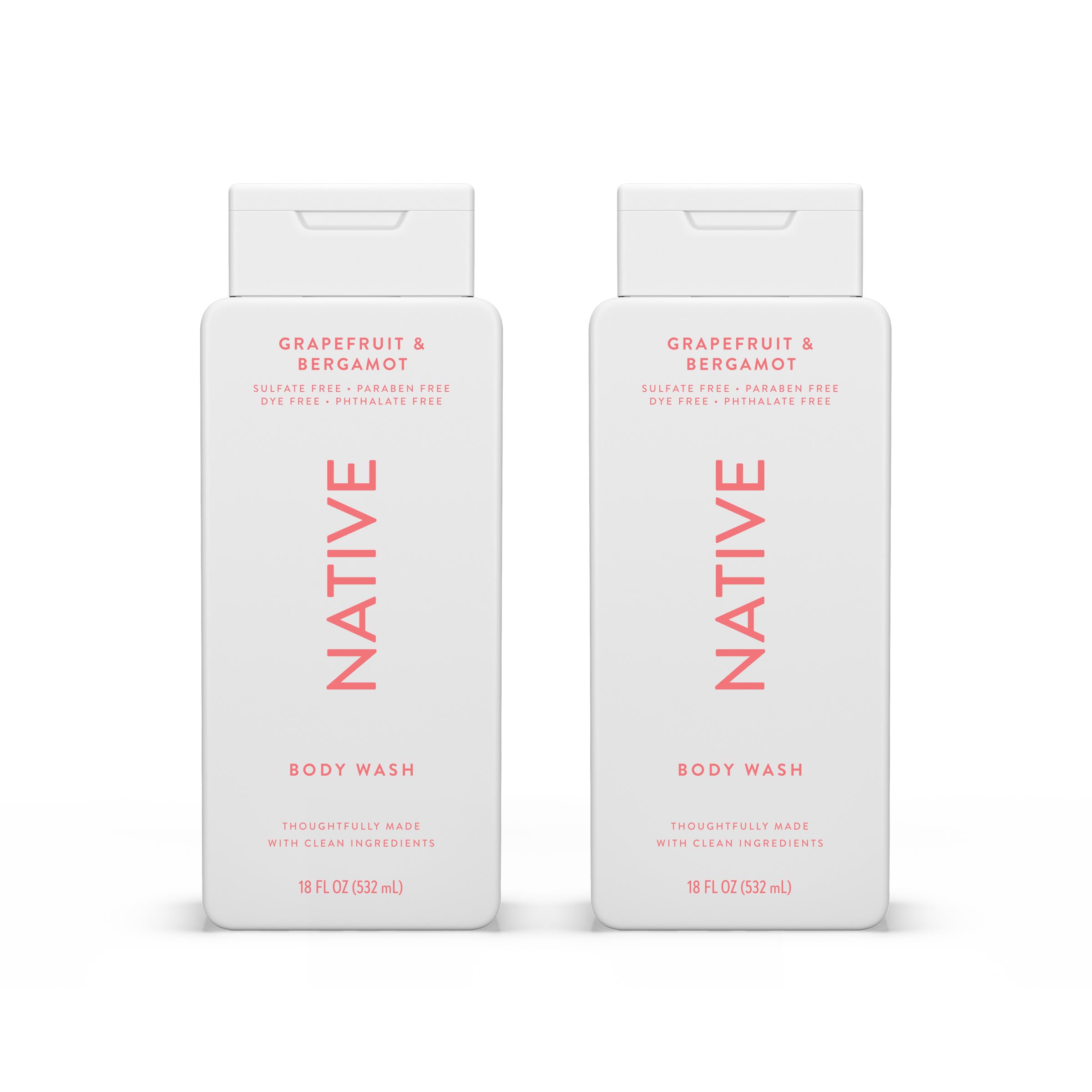Native Body Wash Grapefruit Bergamot lather for a refreshing, hydrating cleanse