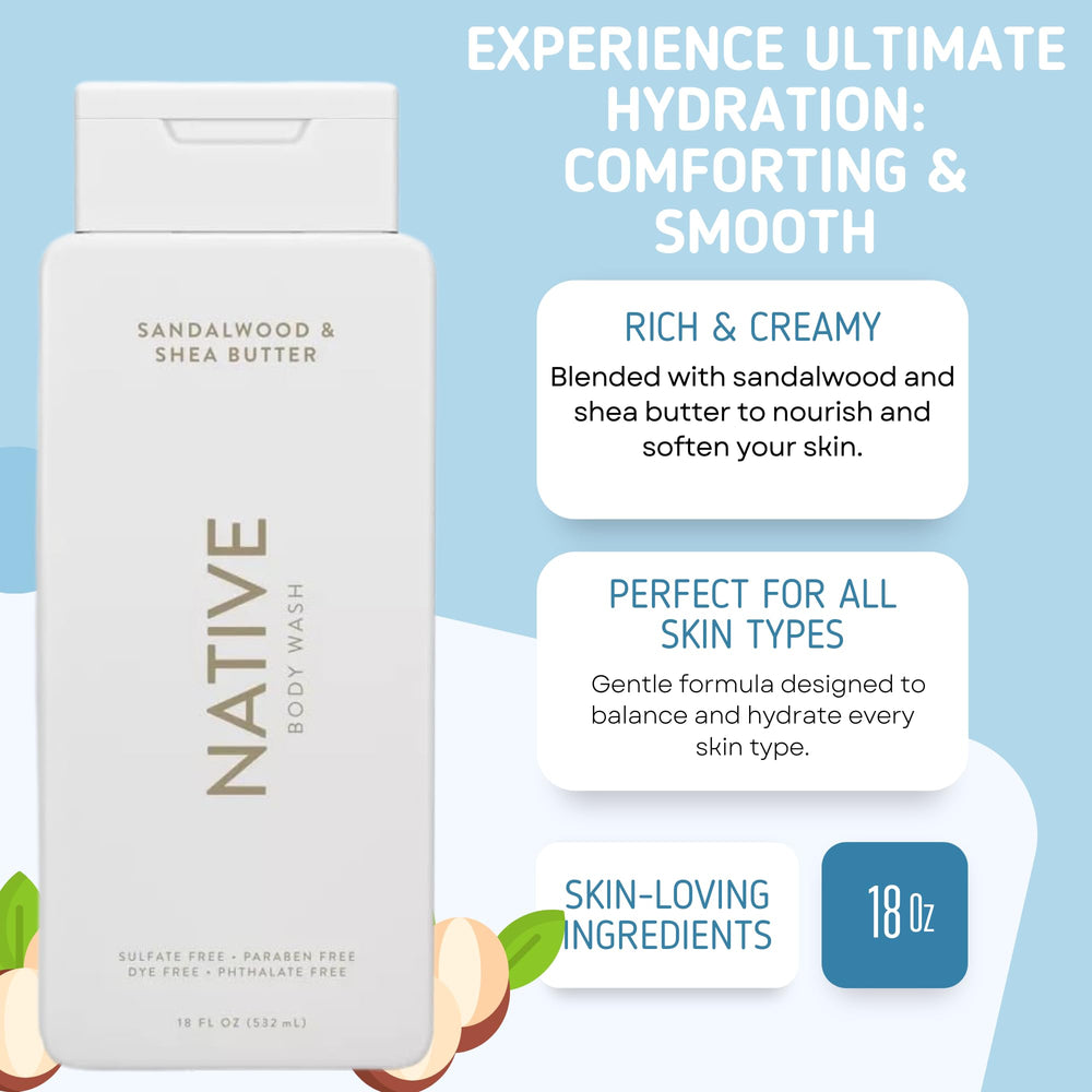 Native Body Wash lather foam demonstrates rich, sulfate-free cleansing suitable for sensitive skin.