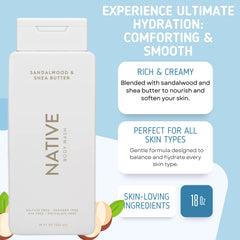 Native Body Wash lather foam demonstrates rich, sulfate-free cleansing suitable for sensitive skin.