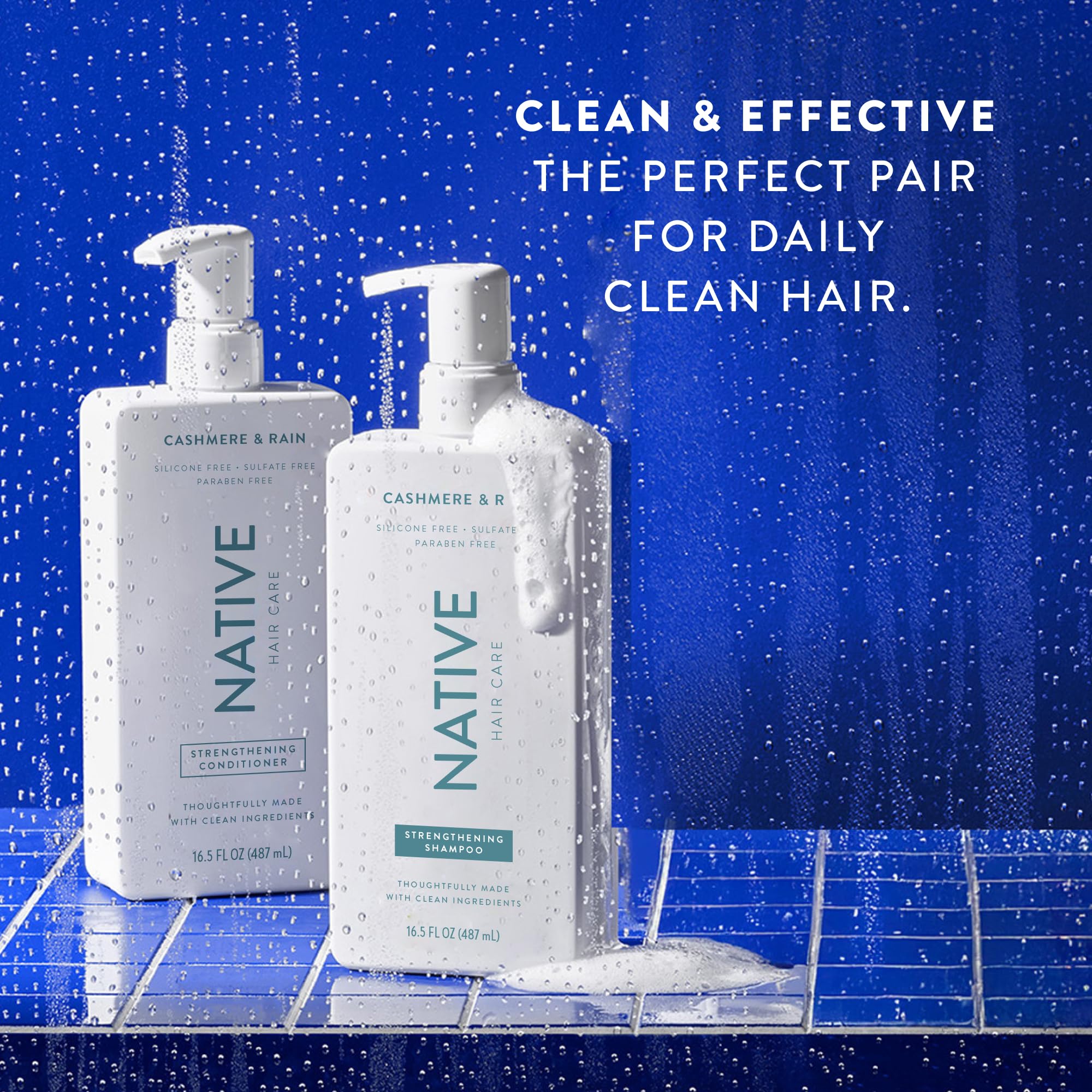 Native Cashmere & Rain conditioner application on mid-length hair supports smooth detangling.