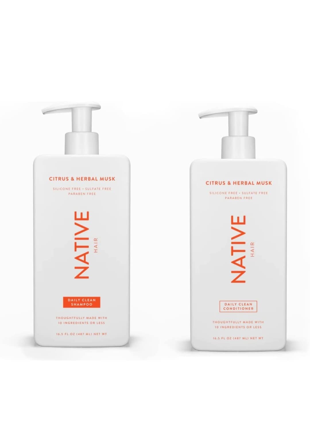 Native Citrus Herbal Musk shampoo bottle front view with sulfate-free formula for daily cleanse