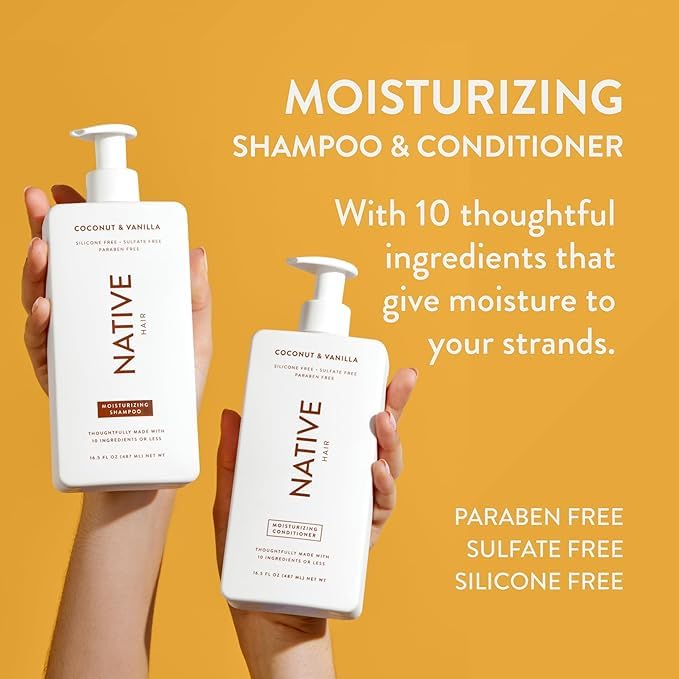 Native Coconut & Vanilla Conditioner bottle promotes moisture and easy detangling for all hair types.