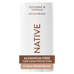 Native front packaging showing Coconut & Vanilla scent and size benefit
