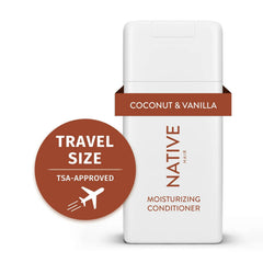 Native Coconut & Vanilla Mini Shampoo lather close-up shows gentle cleansing