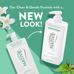 Native creamy foam lather for soft, hydrating wash.