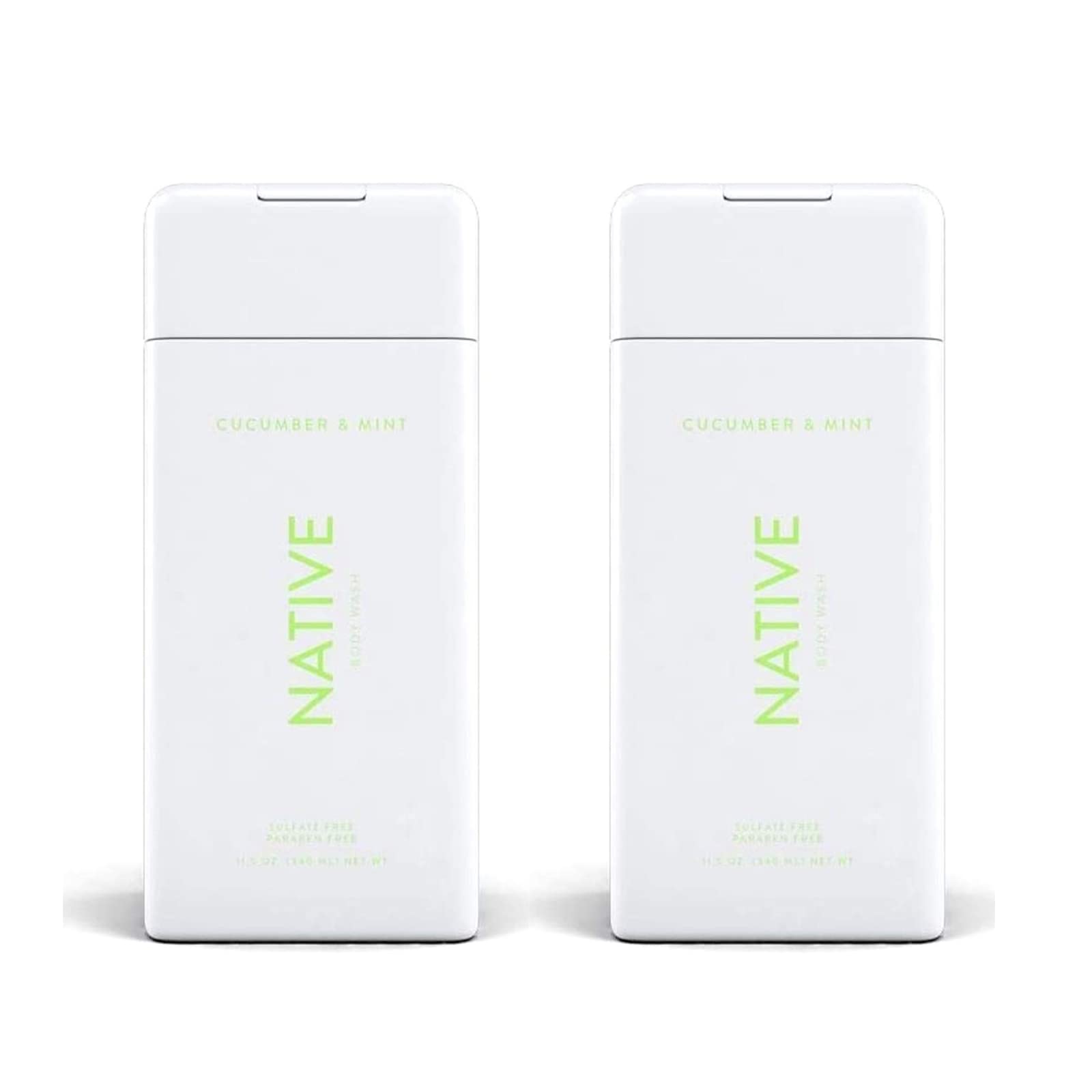 Native cucumber and mint body wash bottles pack front, great for daily refreshing shower.