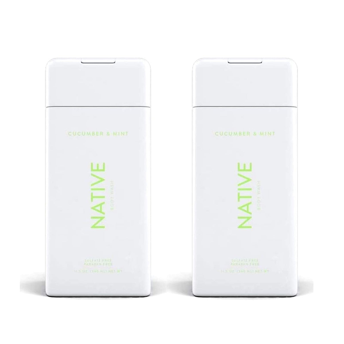 Native cucumber and mint body wash bottles pack front, great for daily refreshing shower.
