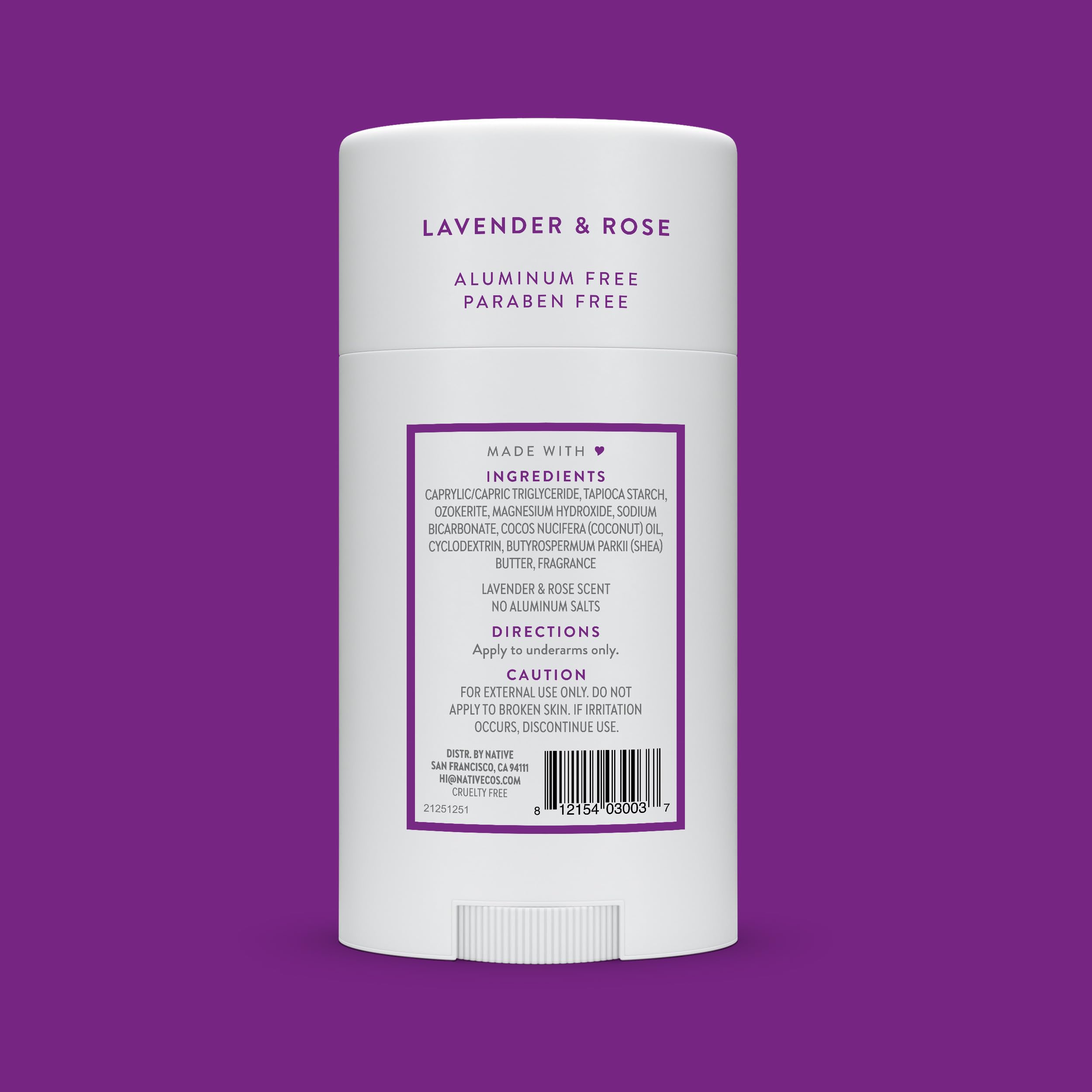 Native brand logo close-up reinforces trusted aluminum-free deodorant