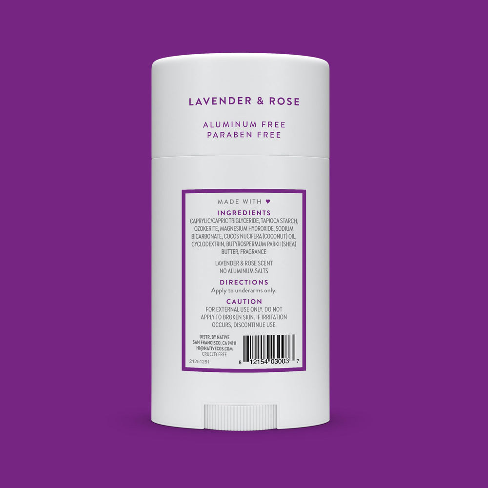 Native brand logo close-up reinforces trusted aluminum-free deodorant