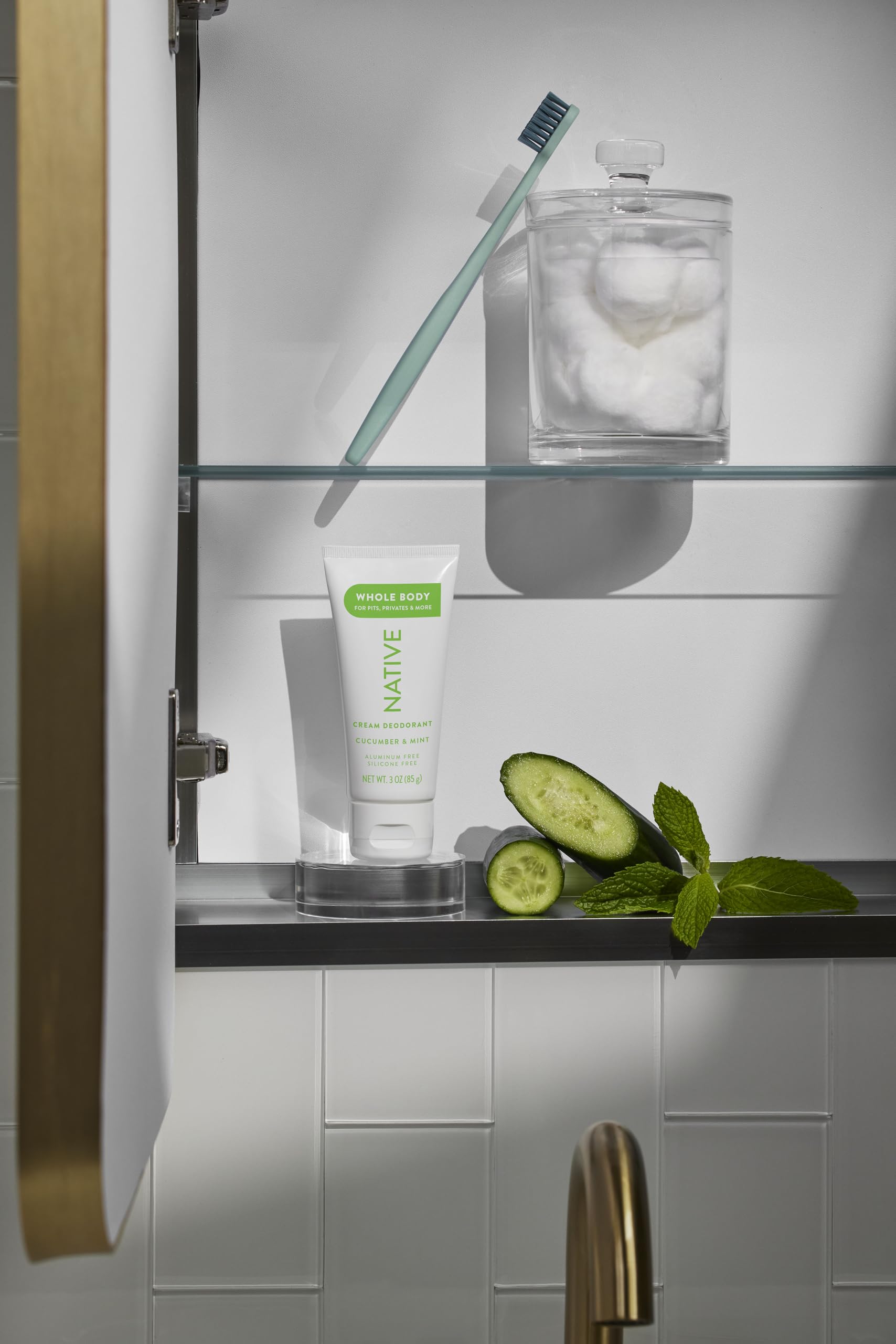 Native Deodorant Cream application on arm demonstrates smooth glide
