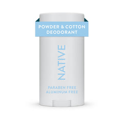 Native Deodorant Powder & Cotton jar shows long-lasting freshness for daily wear.