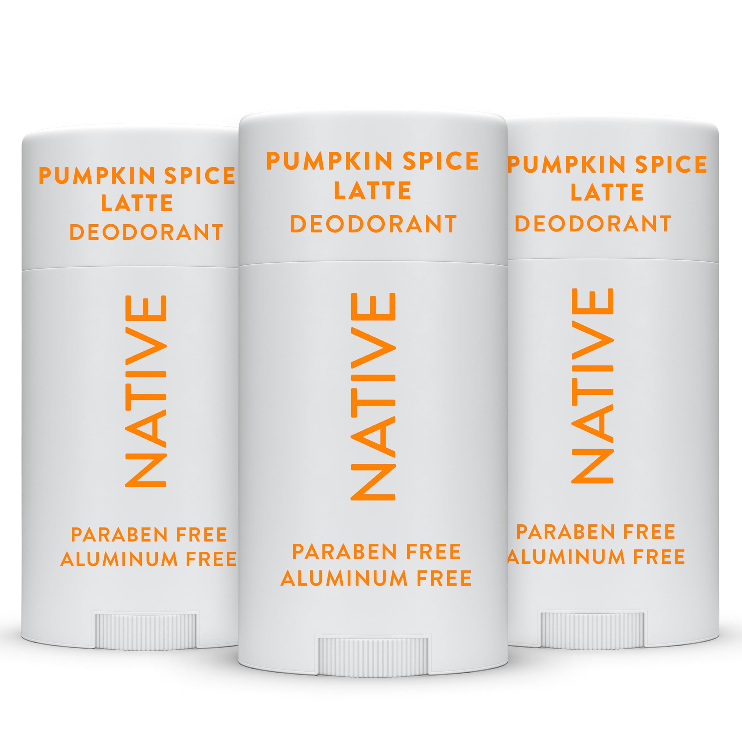 Native pumpkin spice deodorant stick offers aluminum-free odor control with natural ingredients.