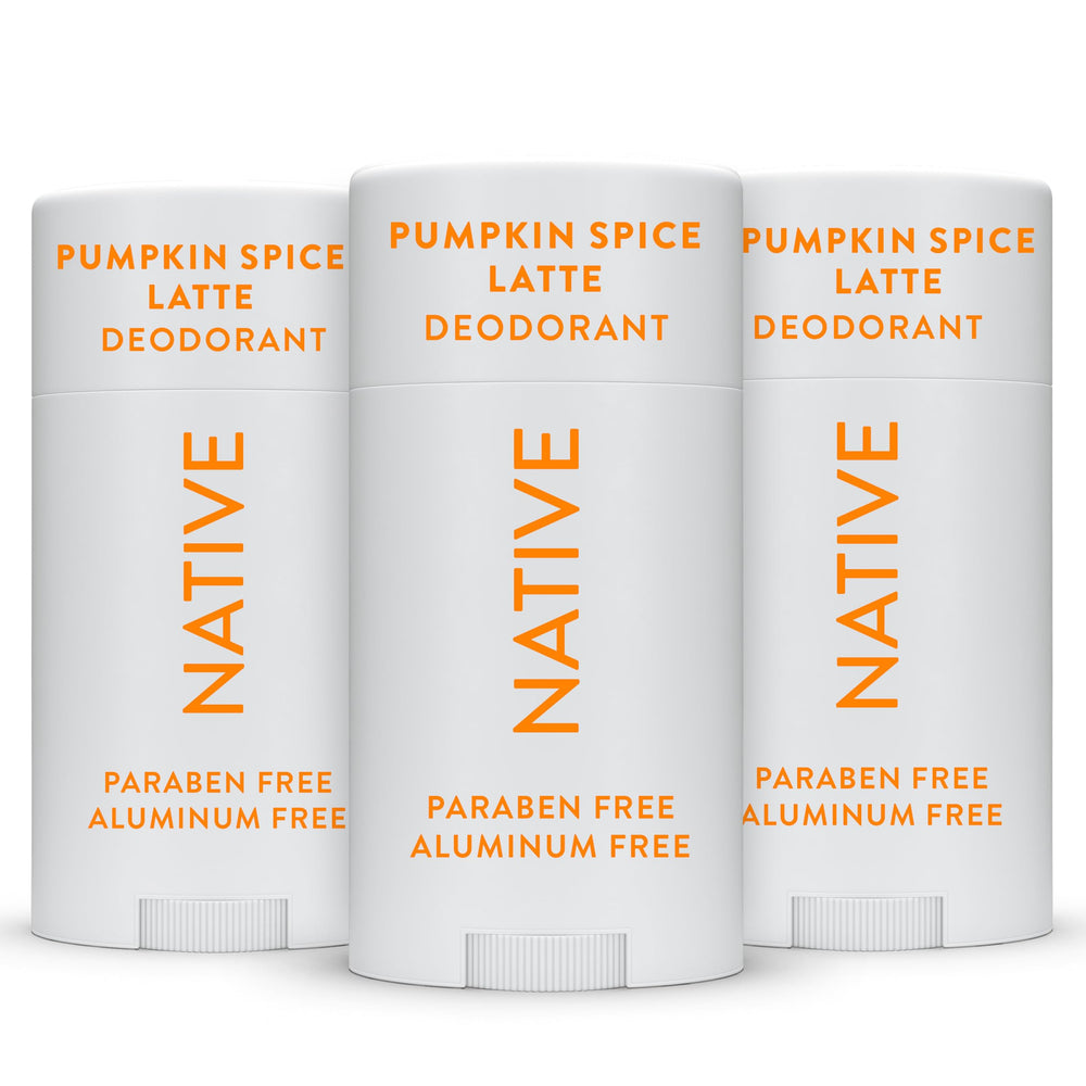 Native pumpkin spice deodorant stick offers aluminum-free odor control with natural ingredients.