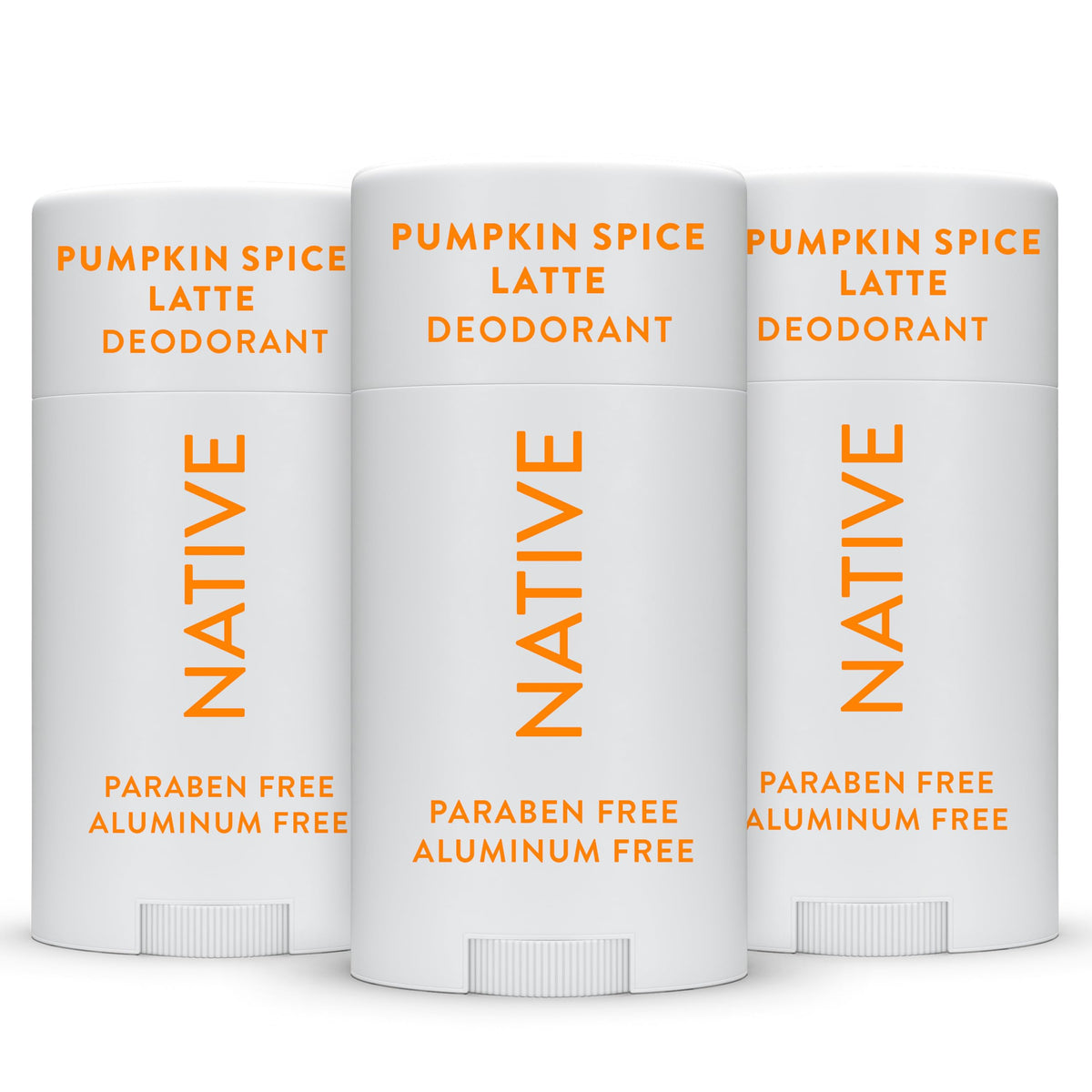 Native pumpkin spice deodorant stick offers aluminum-free odor control with natural ingredients.