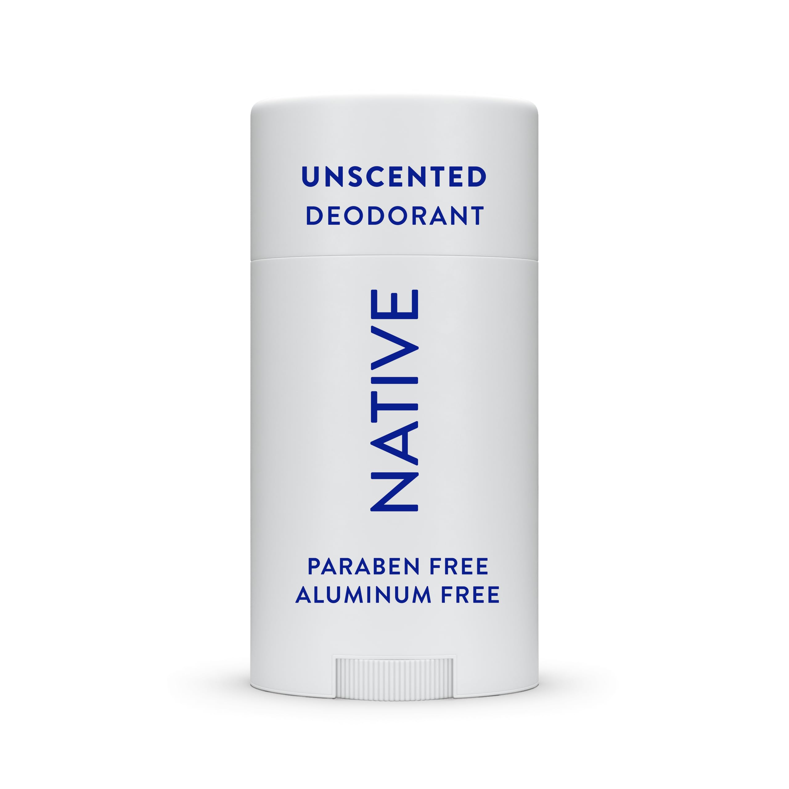 Native unscented deodorant application offers smooth glide for daily freshness.