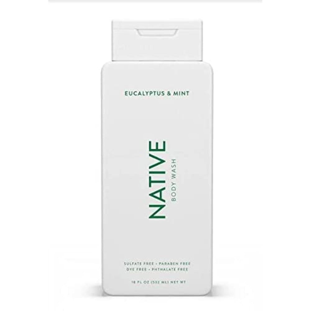 Native Eucalyptus Mint body wash bottle ready for a refreshing shower.