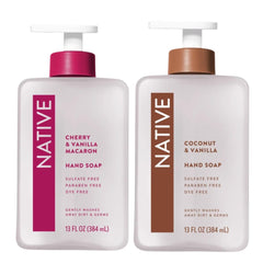 Native Hand Soap Set Cherry & Vanilla Macaron bottles ready for gentle daily cleansing