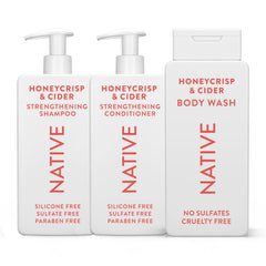 Native Honey Crisp & Cider trio bottles shown for an easy fall shower routine.