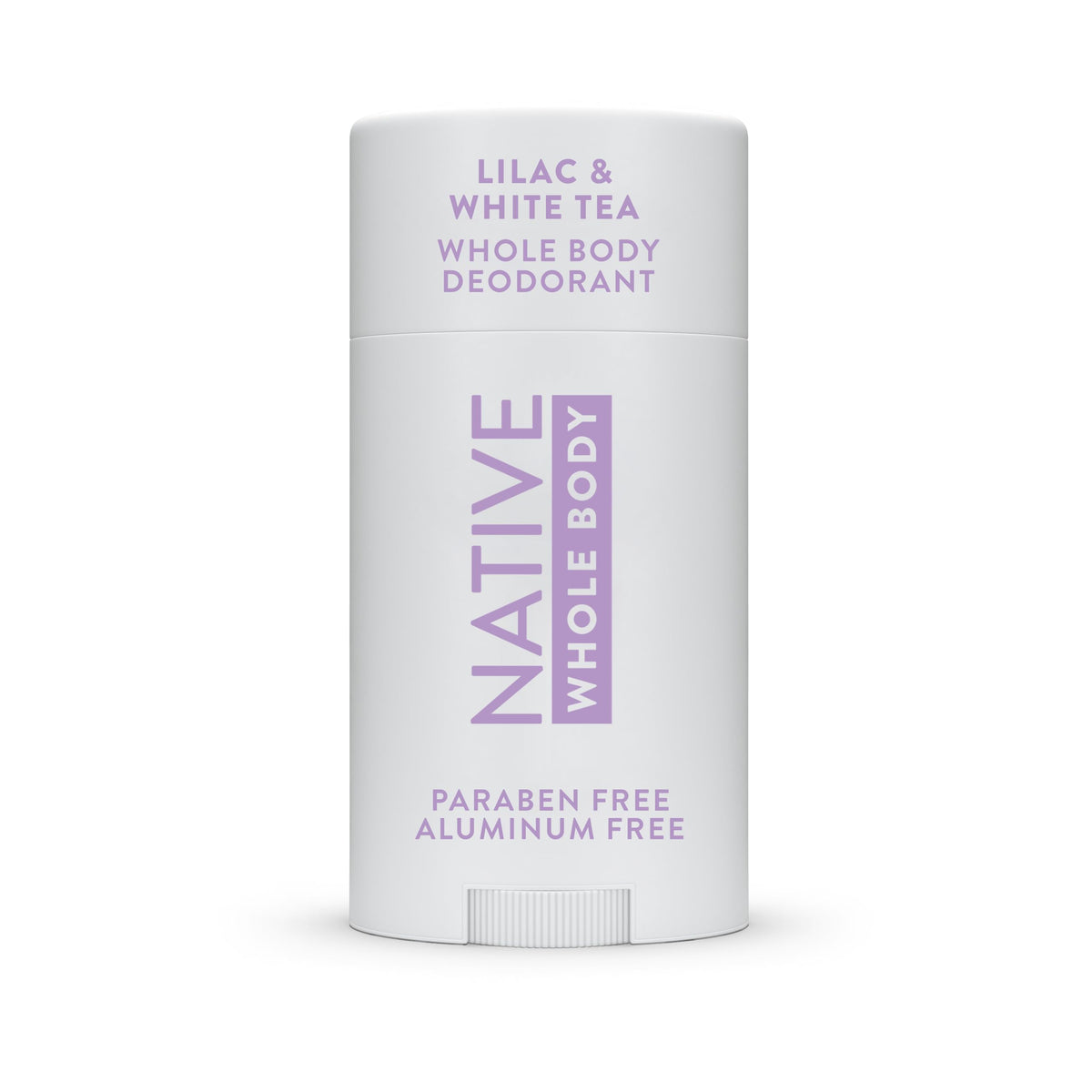 Native Lilac Tea deodorant stick front view — unisex design for everyday odor protection.