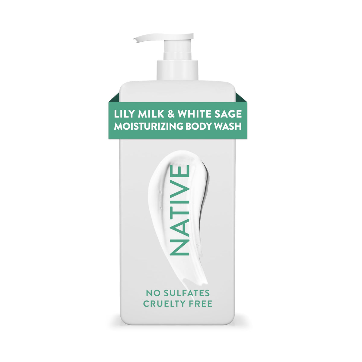 Native Lily Milk and White Sage bottle pour for hydrating cleanse.