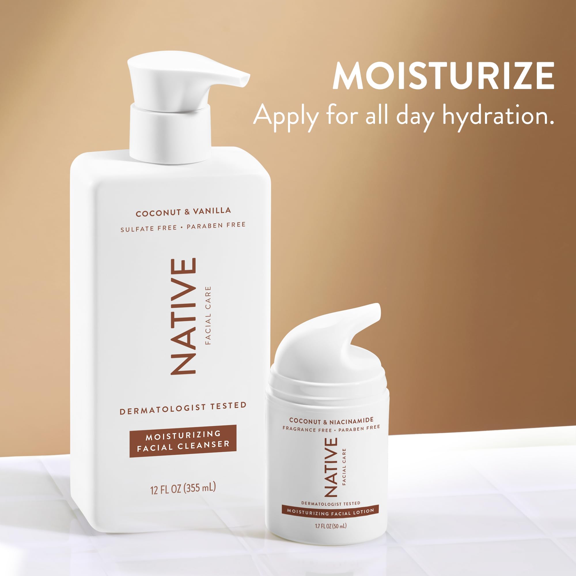 Native Moisturizing Daily Facial Moisturizer Vitamin B3 cream with smoother texture on skin