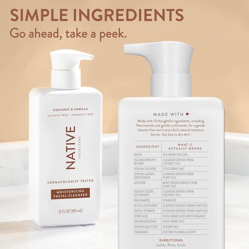 Native Moisturizing Face Wash closeup-foam demonstrates gentle, non-drying cleansing for sensitive skin