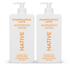 Native Pumpkin Spice Latte lotion bottle close-up showing creamy hydration for daily use