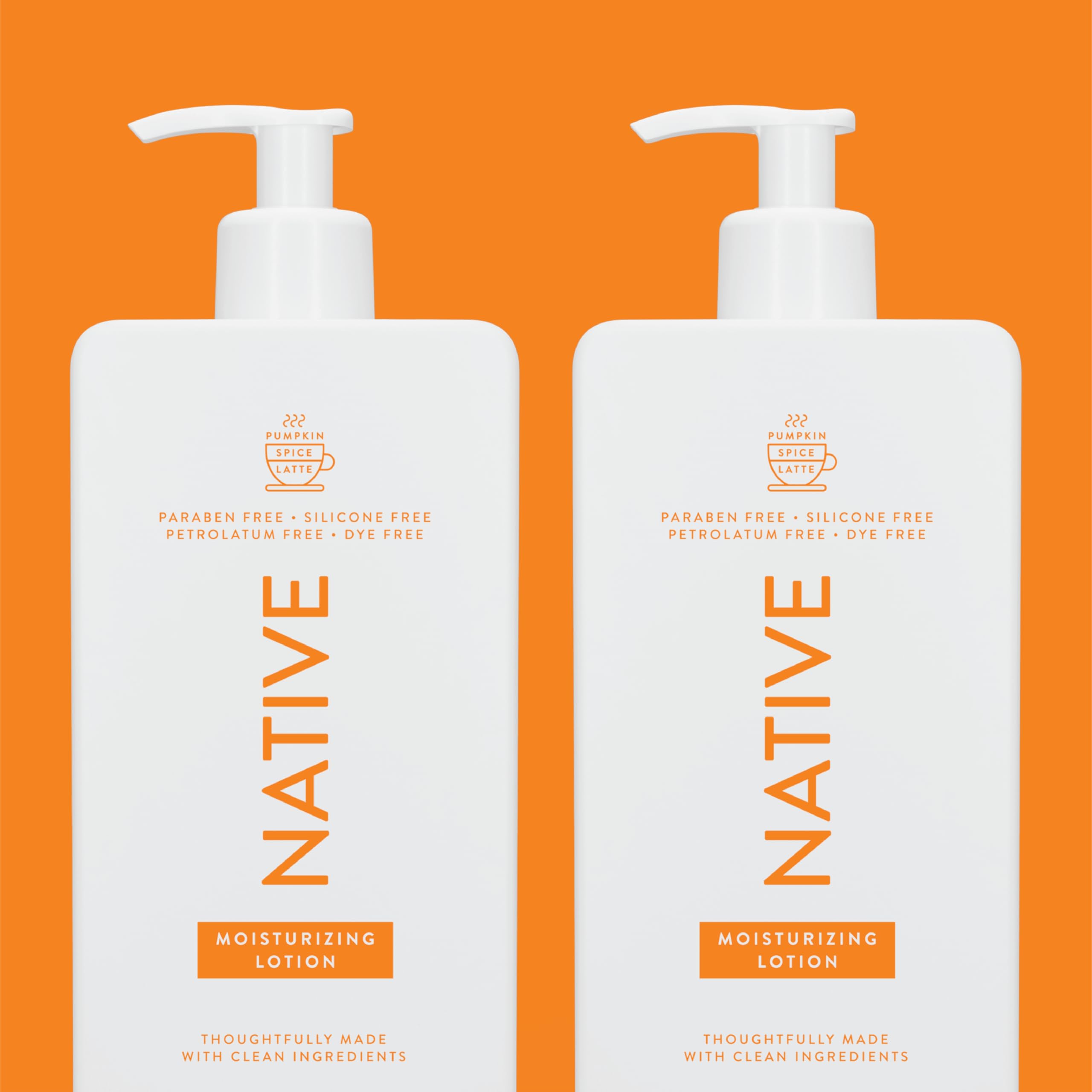 Native Pumpkin Spice Latte lotion family-use scene shows skin-softening hydration throughout the day
