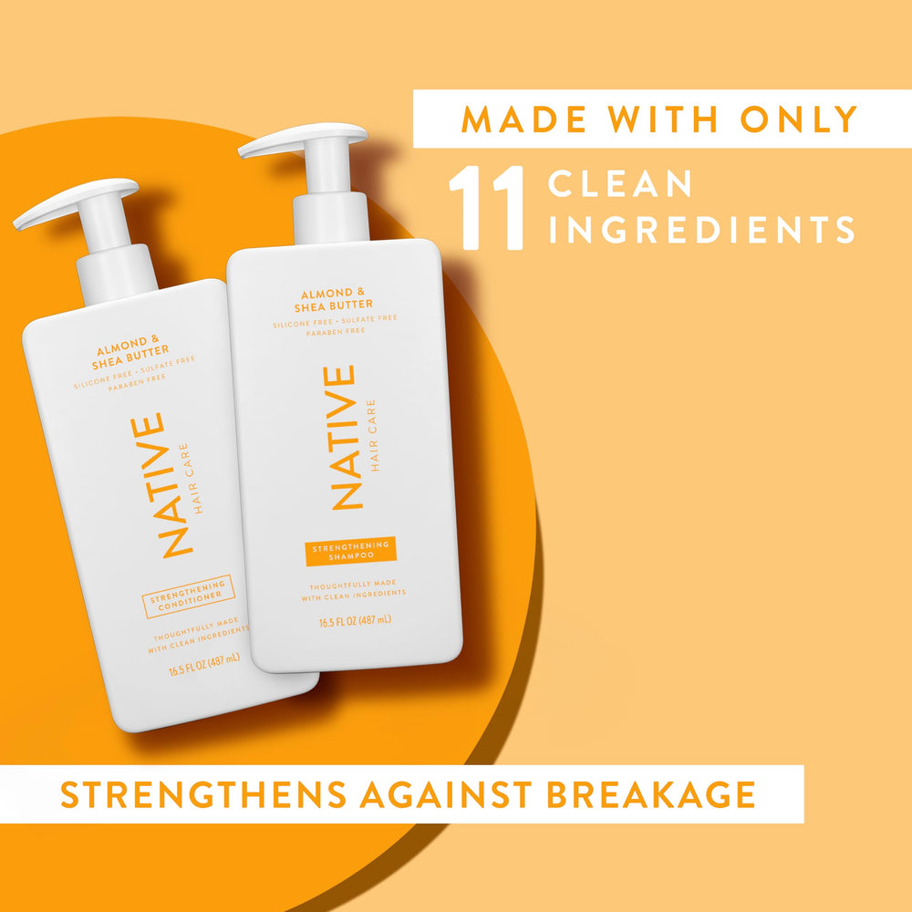 Native shampoo palm-sized bottle shows 16.5 oz size for extended use.