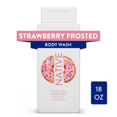 Native Strawberry Frosted bottle with vibrant scent during showers.