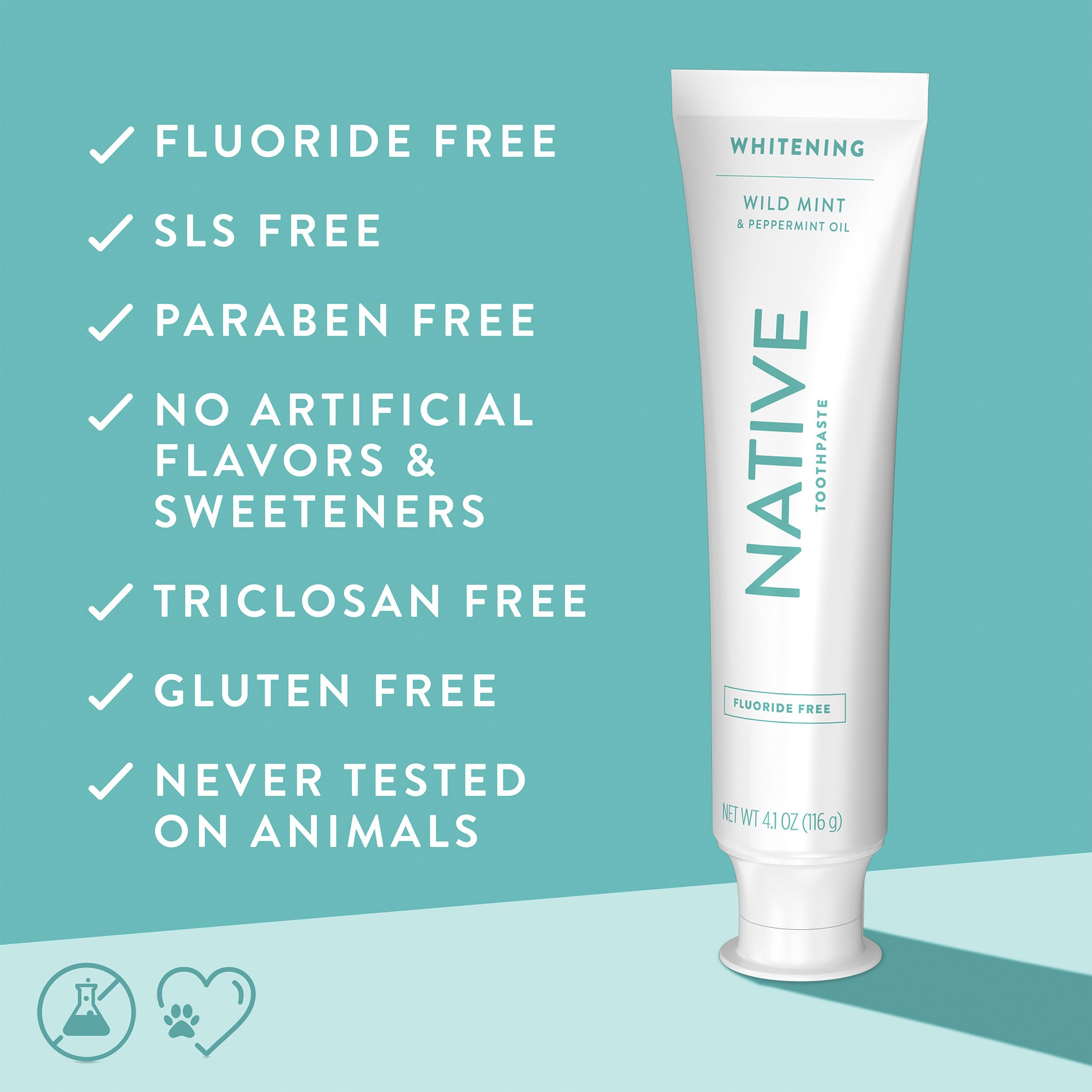 Native toothpaste paste texture on toothbrush showing gentle polish