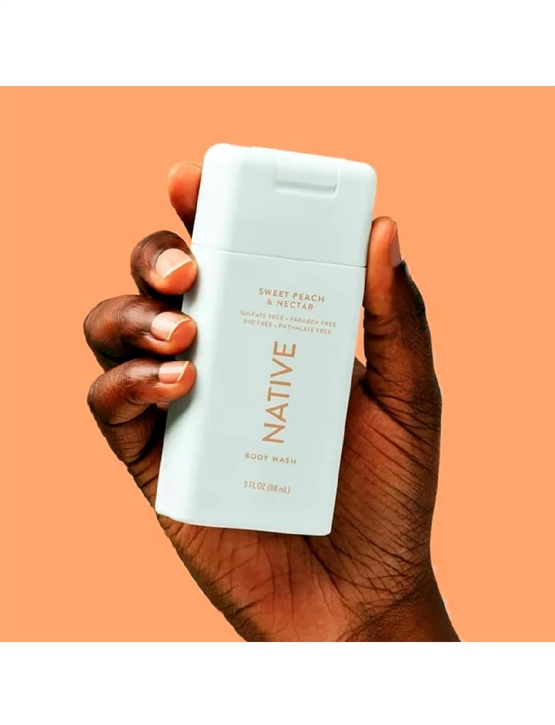 Native travel-size body wash Sweet Peach & Nectar 2-pack front view for travel-ready skincare
