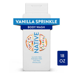 Native Vanilla Sprinkle lather close-up shows creamy texture for moisturized skin.