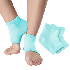 NatraCure vented moisturizing heel sleeves pack close-up shows breathable fabric for day wear.