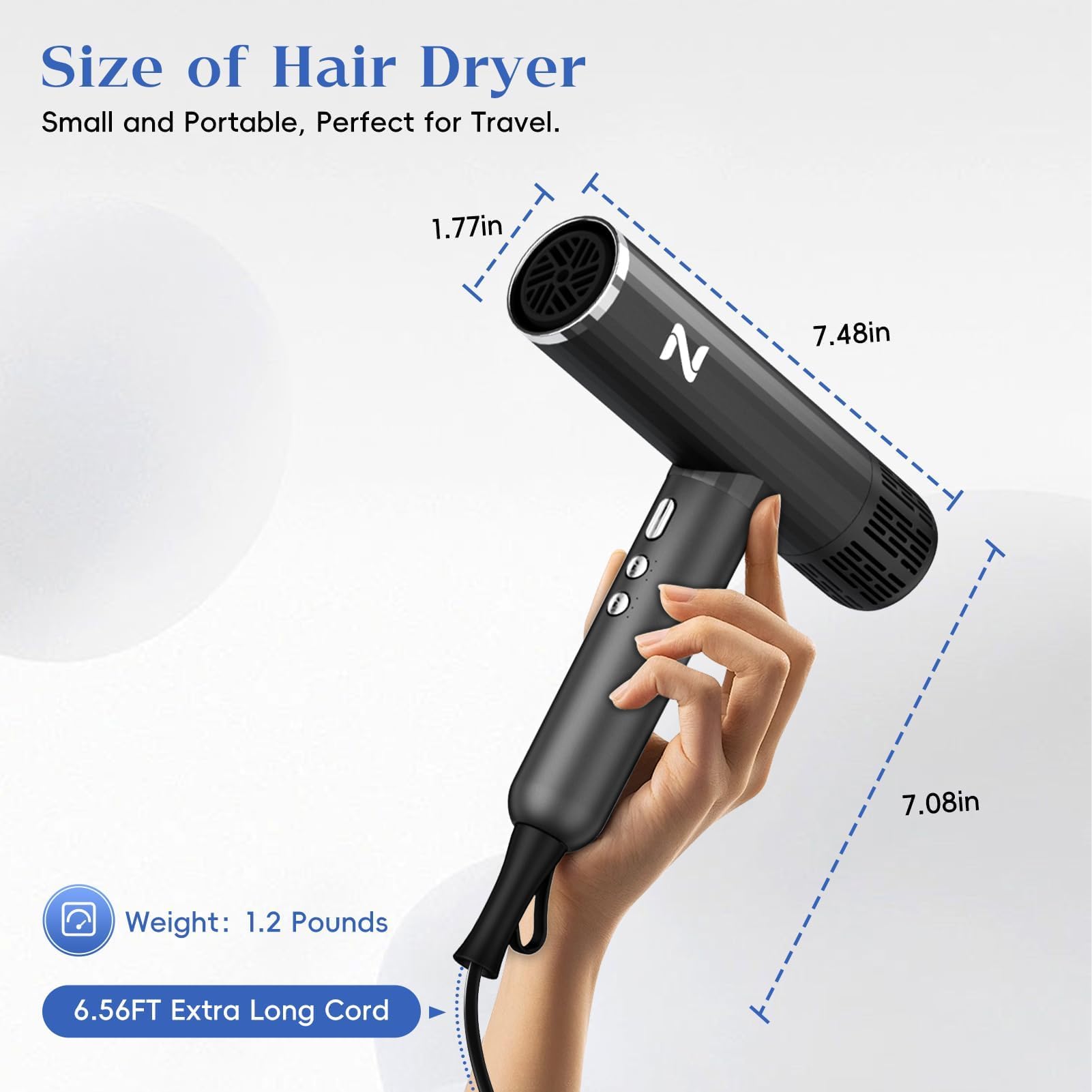 Natrial Ionic dryer medium gray finish complements home styling setup.