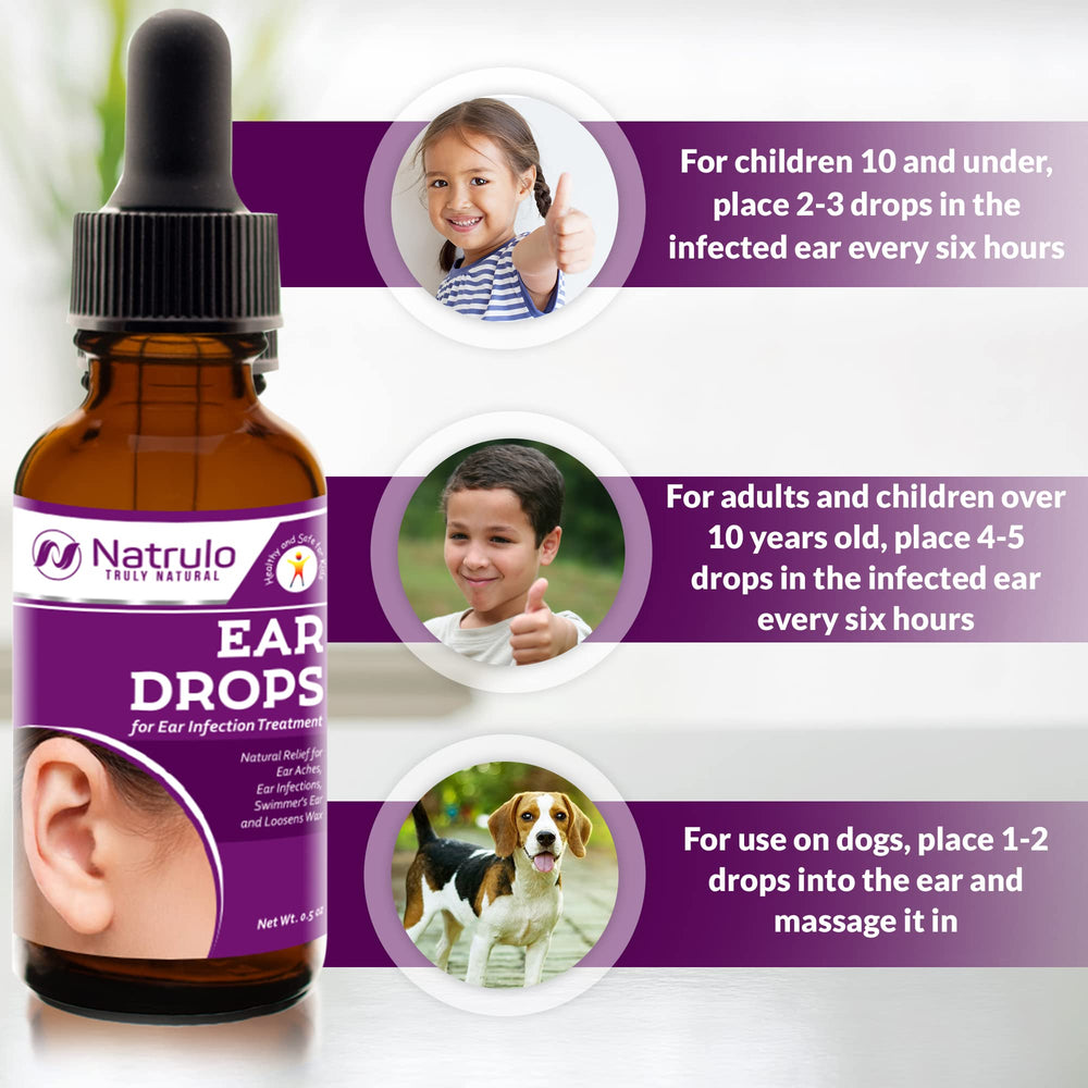 Natrulo ear drops for pets, safe for dogs and cats