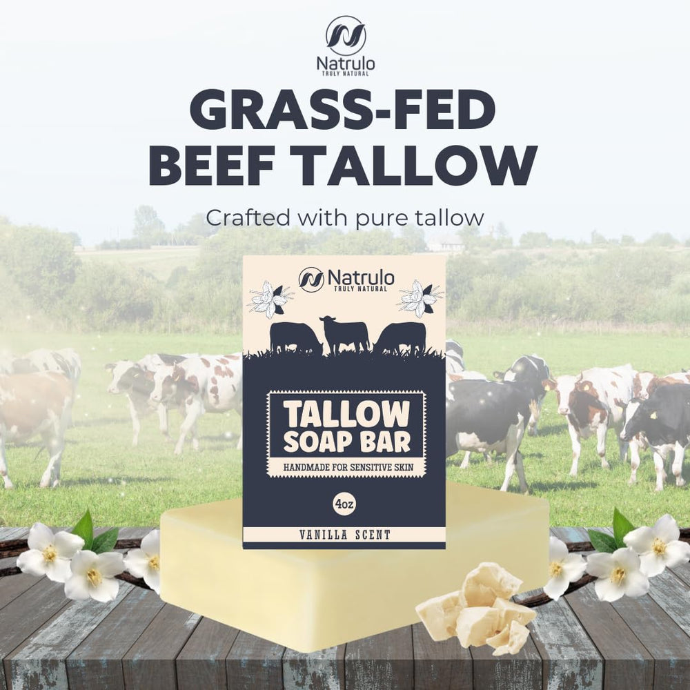 Natrulo grass-fed tallow face and body wash demonstrates natural nourishment for dry skin.
