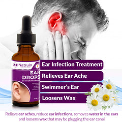 Natrulo natural ear drops packaging highlighting USA-made formulation